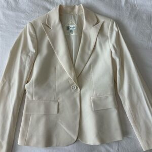 Austin Reed Cream Blazer Wool Blend Single Button Jacket Sz 8 P